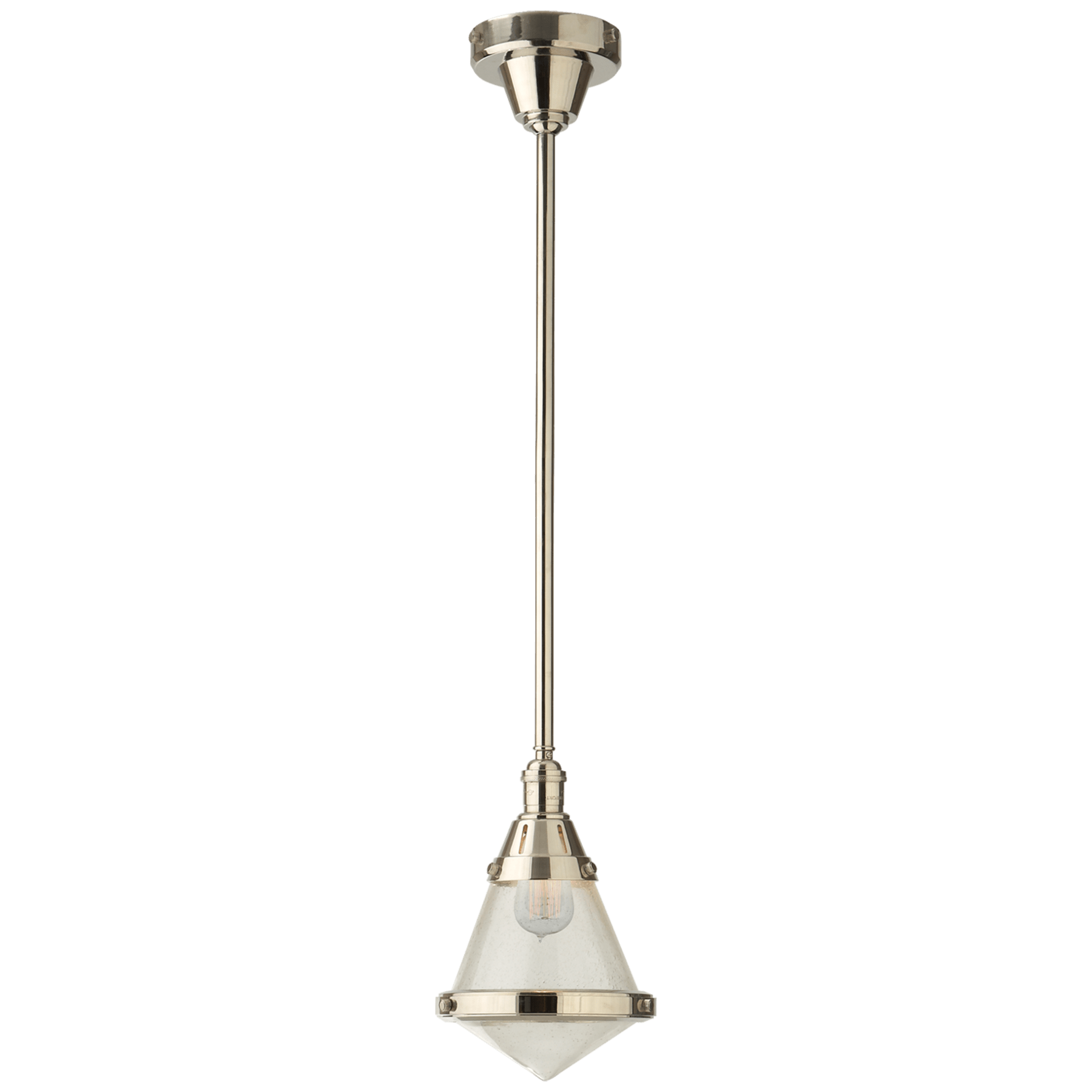 Visual Comfort Gale Petite Pendant Light Mini-Pendants Visual Comfort & Co. Polished Nickel Seeded Glass 