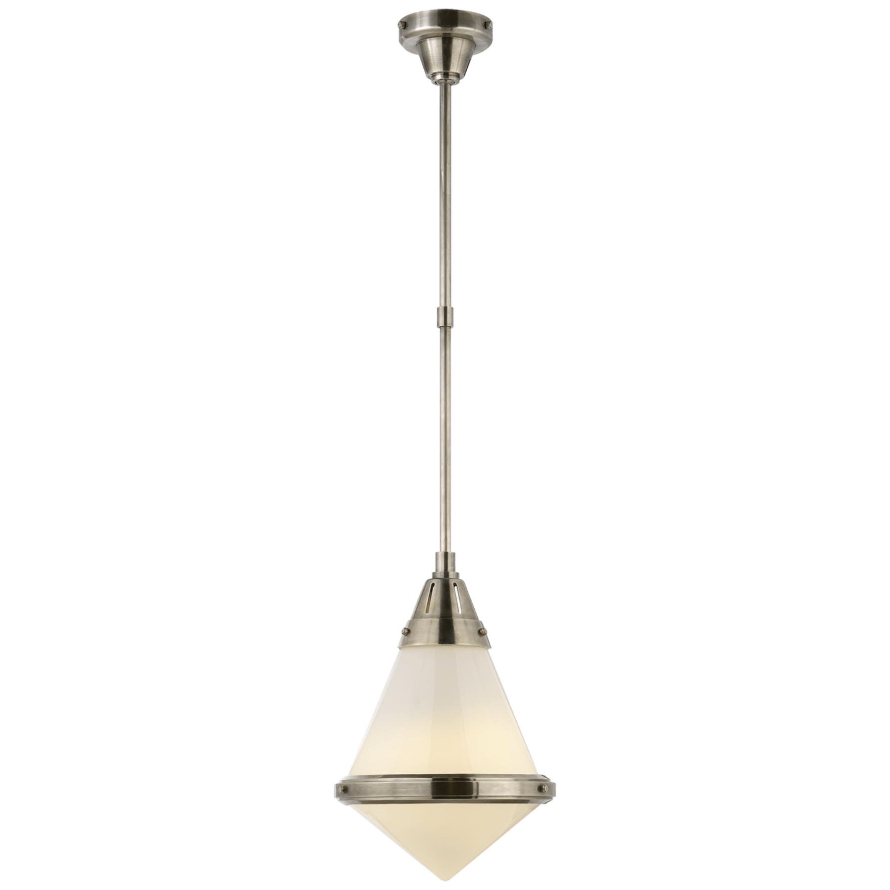 Visual Comfort Gale Small Pendant Mini-Pendants Visual Comfort & Co. Antique Nickel White Glass 