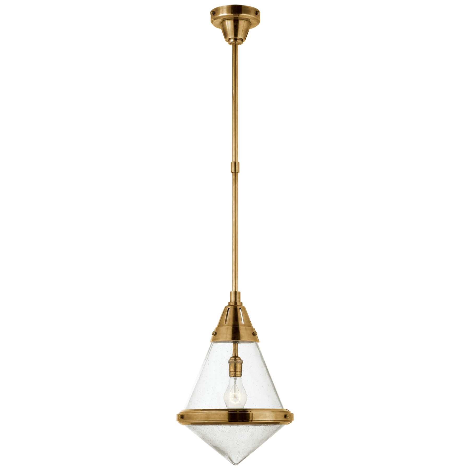 Visual Comfort Gale Small Pendant Mini-Pendants Visual Comfort & Co. Hand-Rubbed Antique Brass Seeded Glass 