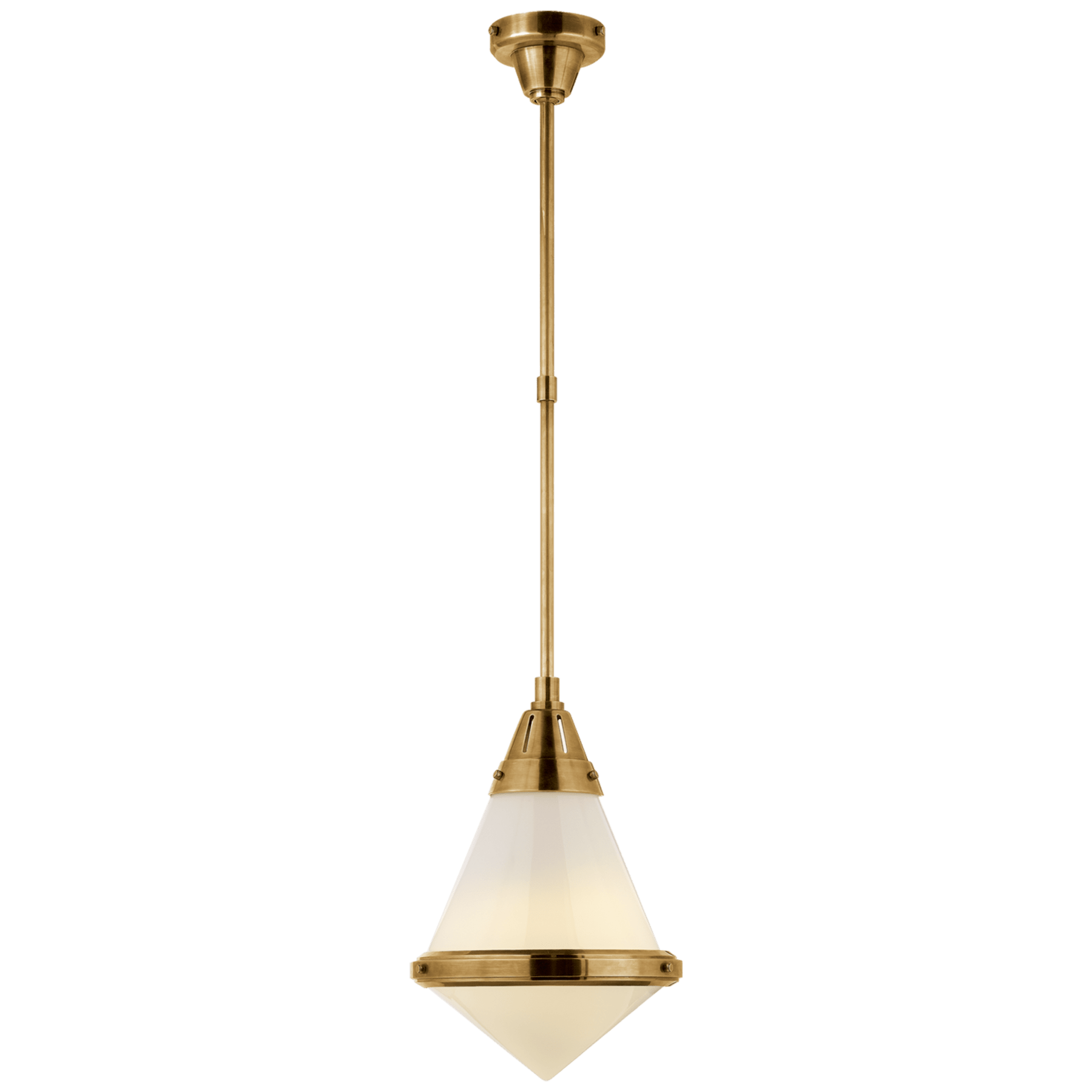 Visual Comfort Gale Small Pendant Mini-Pendants Visual Comfort & Co. Hand-Rubbed Antique Brass White Glass 