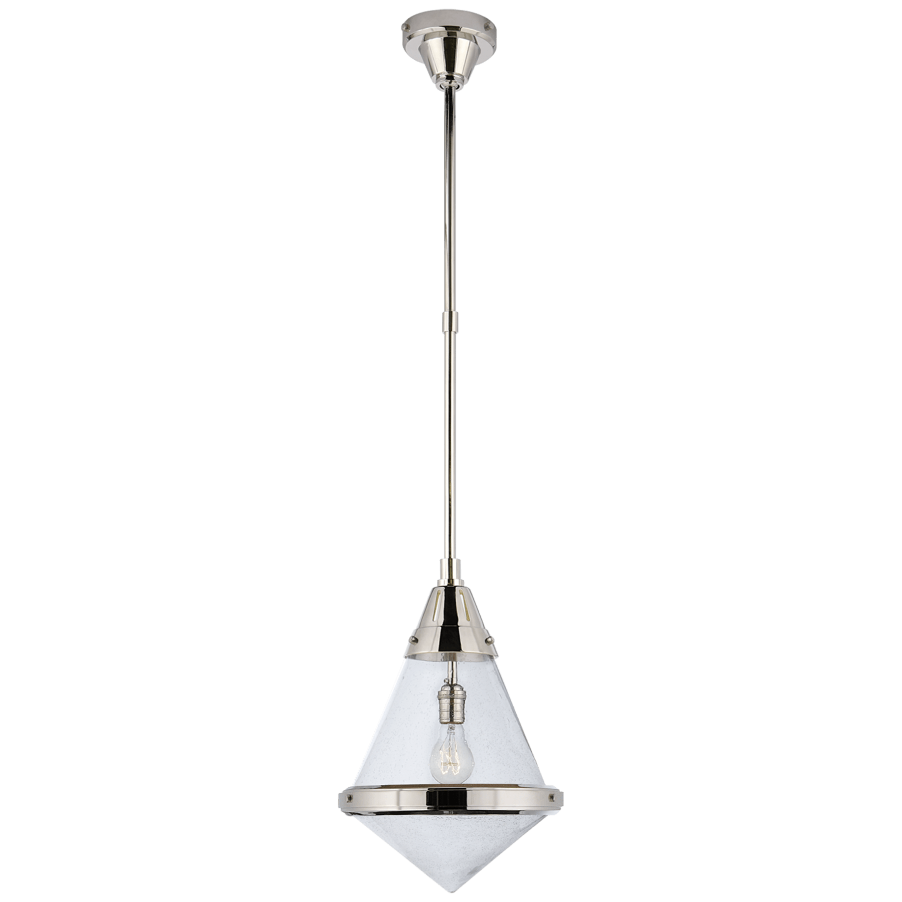 Visual Comfort Gale Small Pendant Mini-Pendants Visual Comfort & Co. Polished Nickel Seeded Glass 