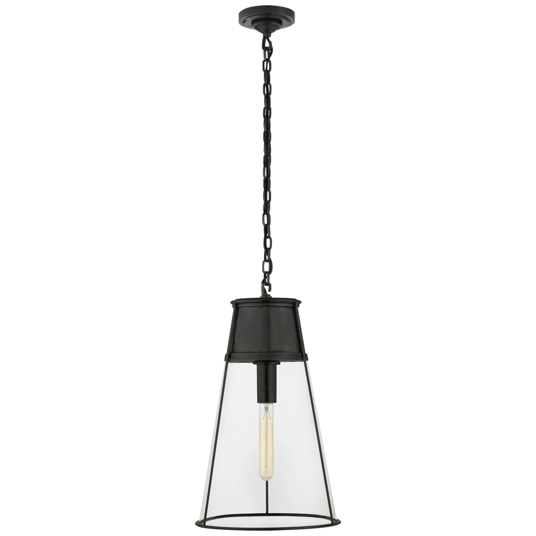 Visual Comfort Robinson Large Pendant Mini-Pendants Visual Comfort & Co. Bronze Clear Glass 