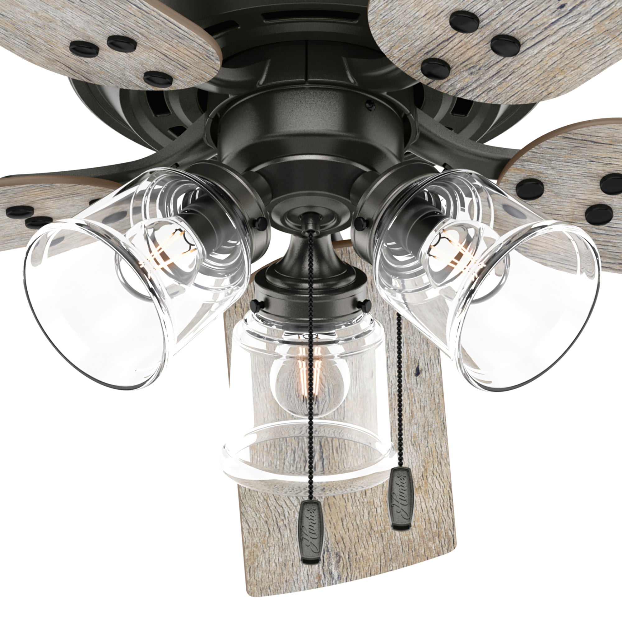 Hunter 52 inch Shady Grove Low Profile Ceiling Fan with LED Light Kit and Pull Chain Indoor Ceiling Fans Hunter   