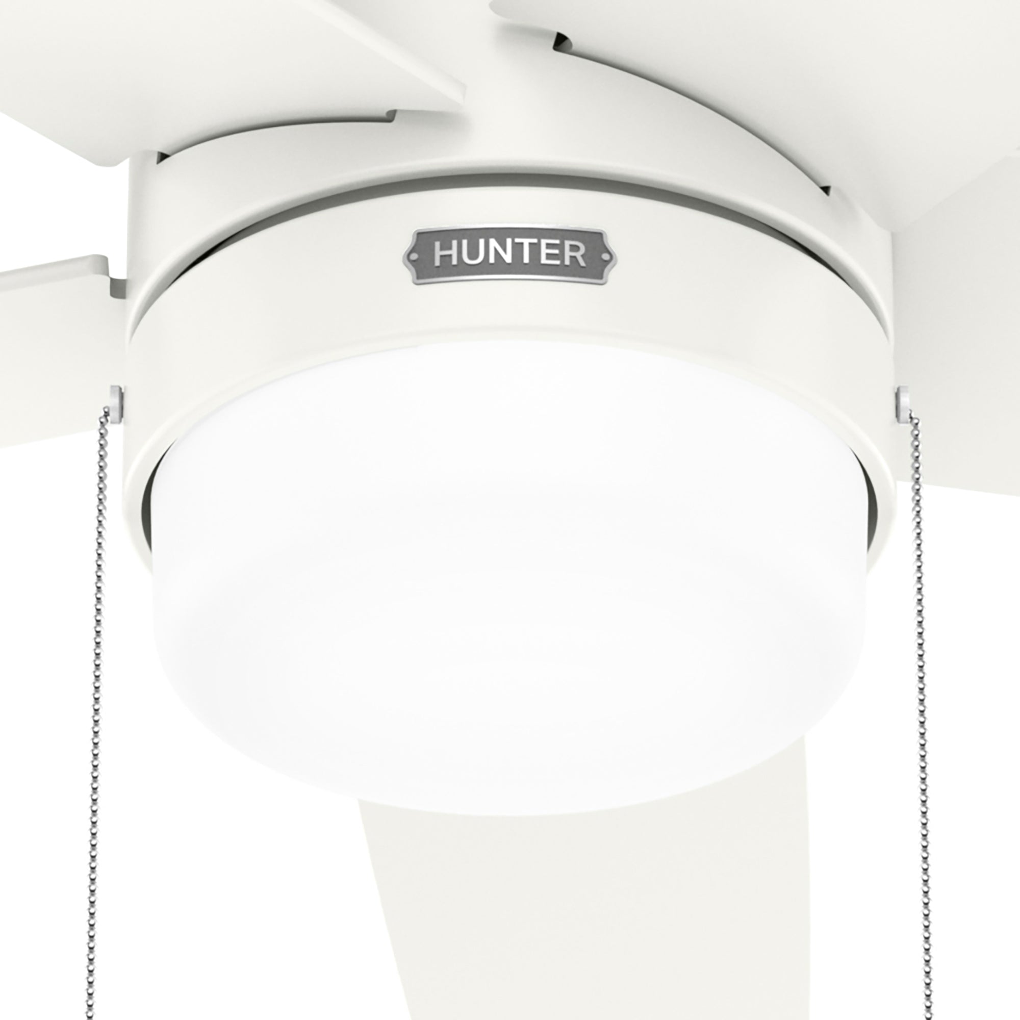 Hunter 52 inch Bardot Ceiling Fan with LED Light Kit and Pull Chain Indoor Ceiling Fans Hunter Fresh White Fresh White / Light Oak White Lens