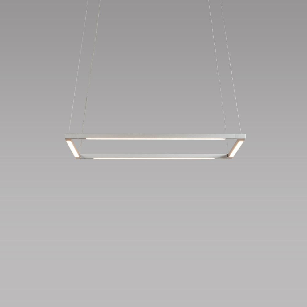 Koncept Inc Z-Bar Pendant Small Square, Soft Warm, Silver, 18" x 18" ZBP-16-S-SW-SIL-CNP